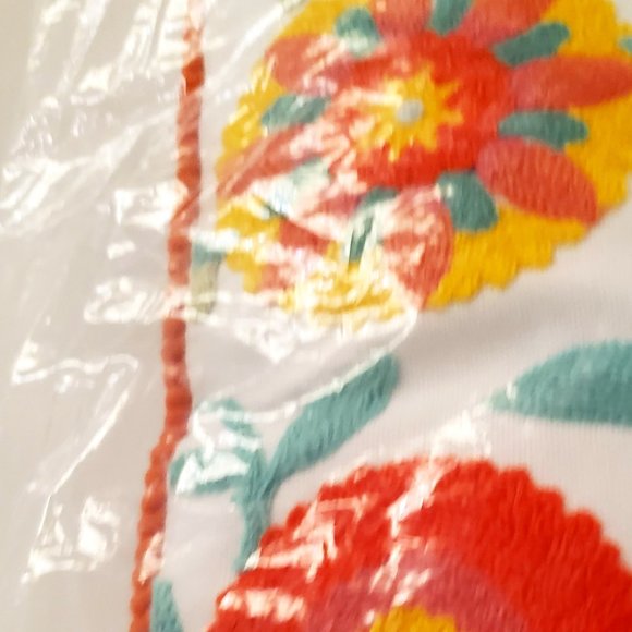 Levtex Home Throw Pillow 18" x 18"  Peacock Flowers Cotton Multi Color - Picture 7 of 11